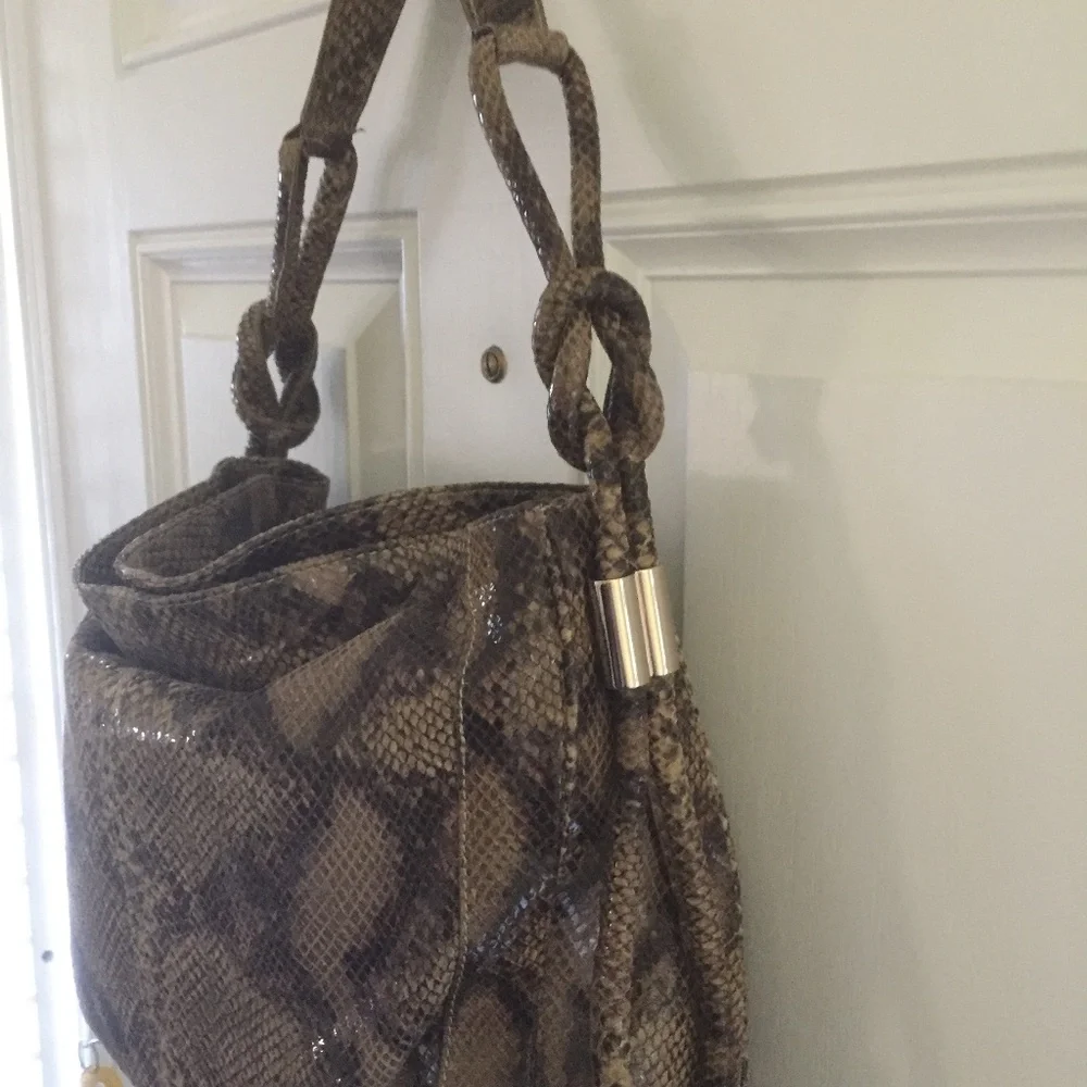 Anne Klein Soft Python Embossed Leather Slouchy Hobo Bag/$250 RETAIL/NEVER USED!